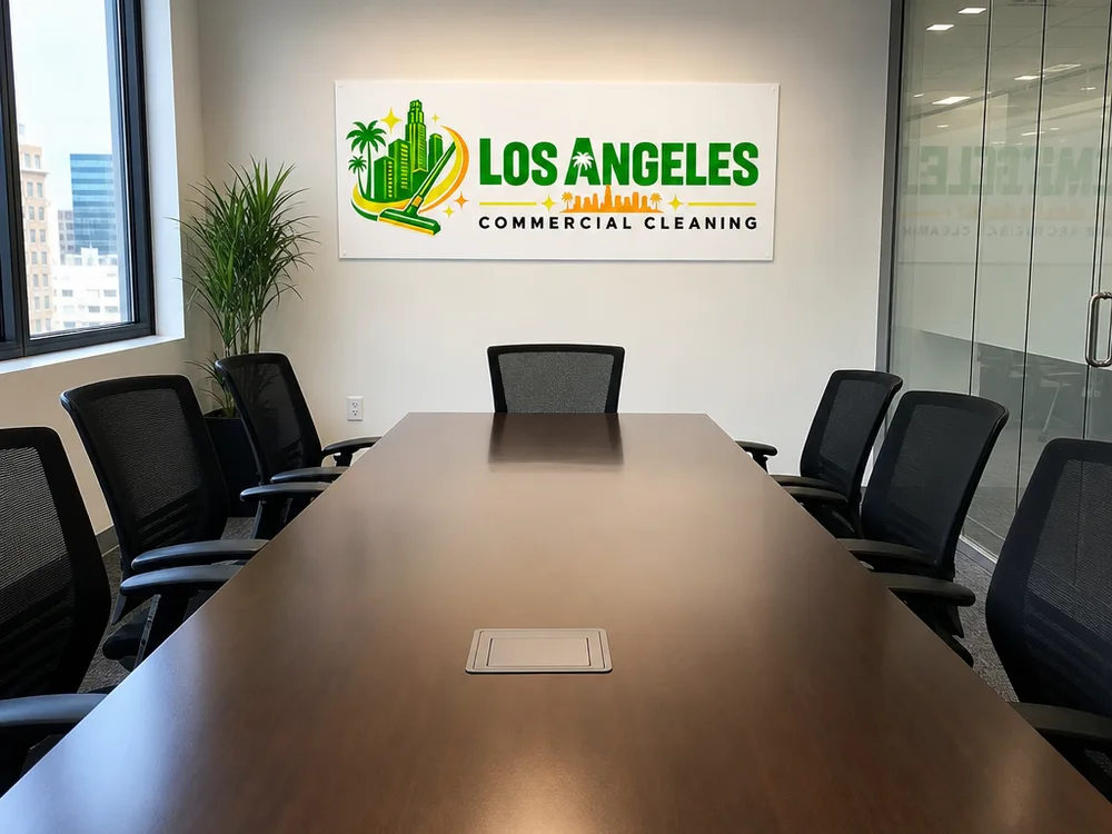 Clean conference room with aligned chairs, a spotless table, and clear glass walls